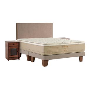 Cama Europea Celta Cotton Organic / 2 Plazas / Base Dividida + Set De Maderas