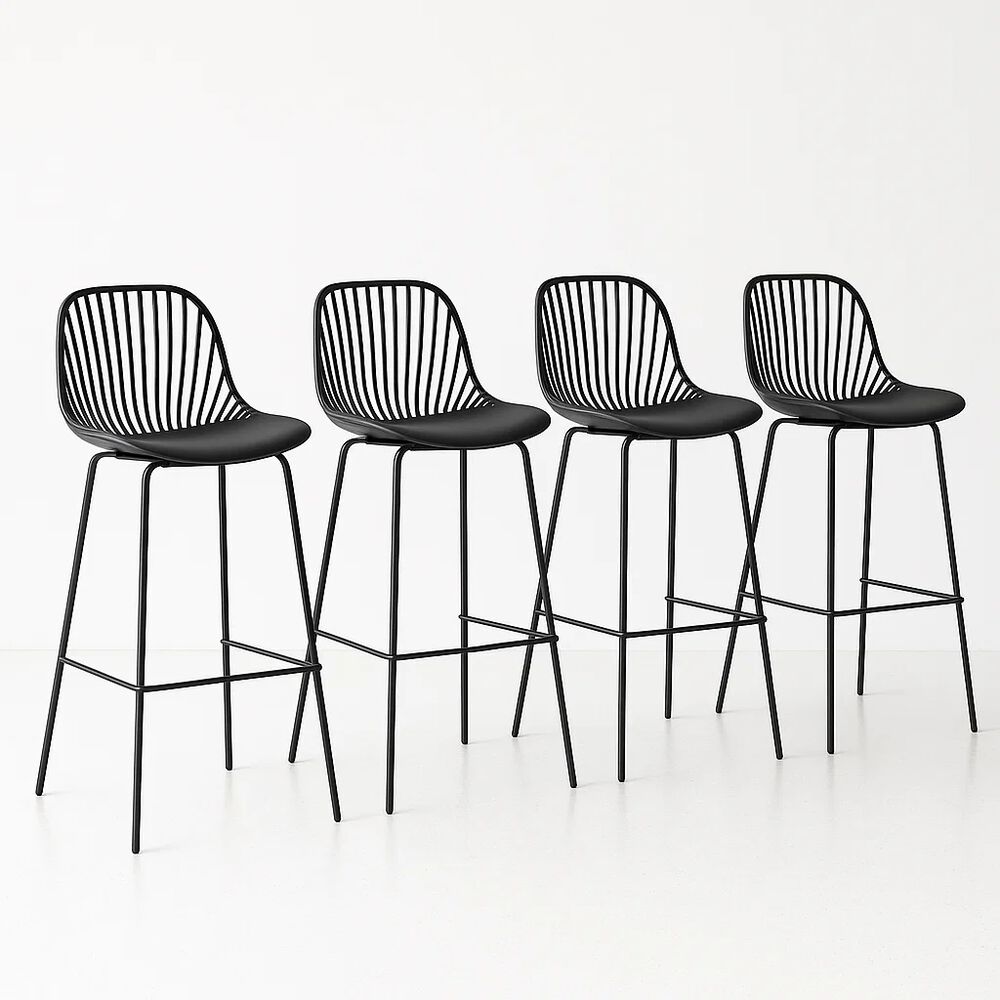 Pack De 4 Taburetes Piso Bar Tropea Alto - Negro image number 0.0