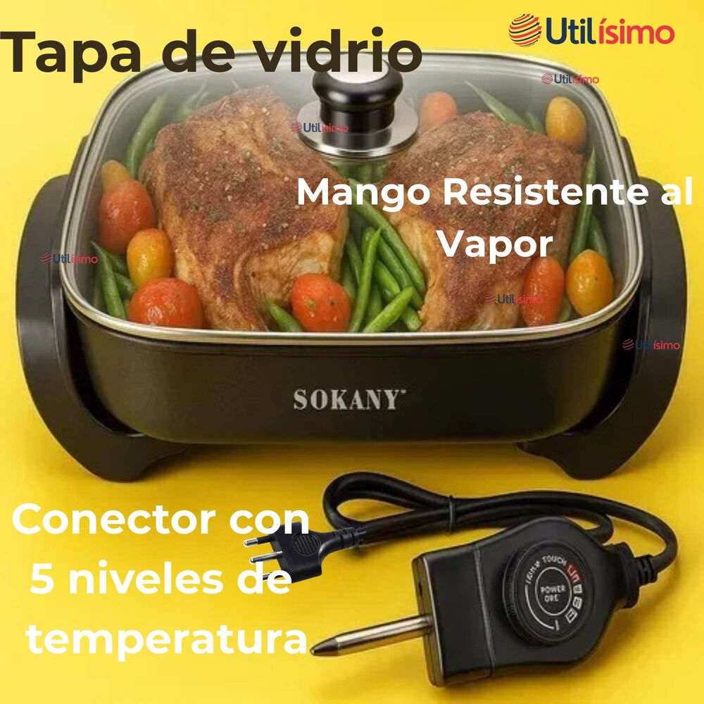 Sartén Eléctrico Sokany 1500w Olla Antiadherente Multifuncional image number 7.0