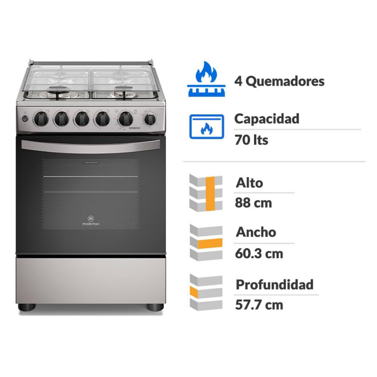 Cocina A Gas Mademsa Fm4tsc 4 Quemadores image number 1.0