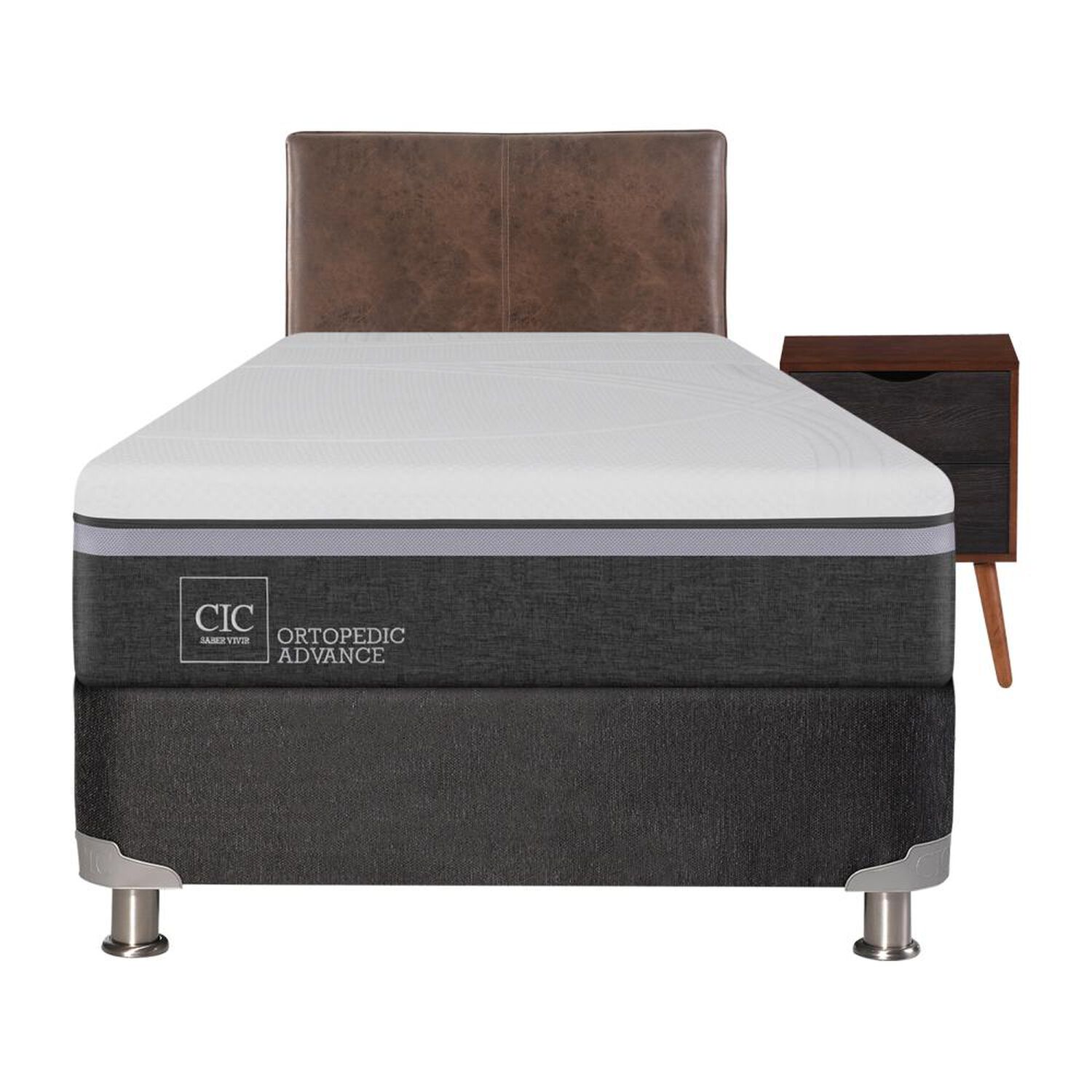 Box Spring Cic Ortopedic / 1.5 Plazas / Base Normal  + Set De Maderas image number 0.0