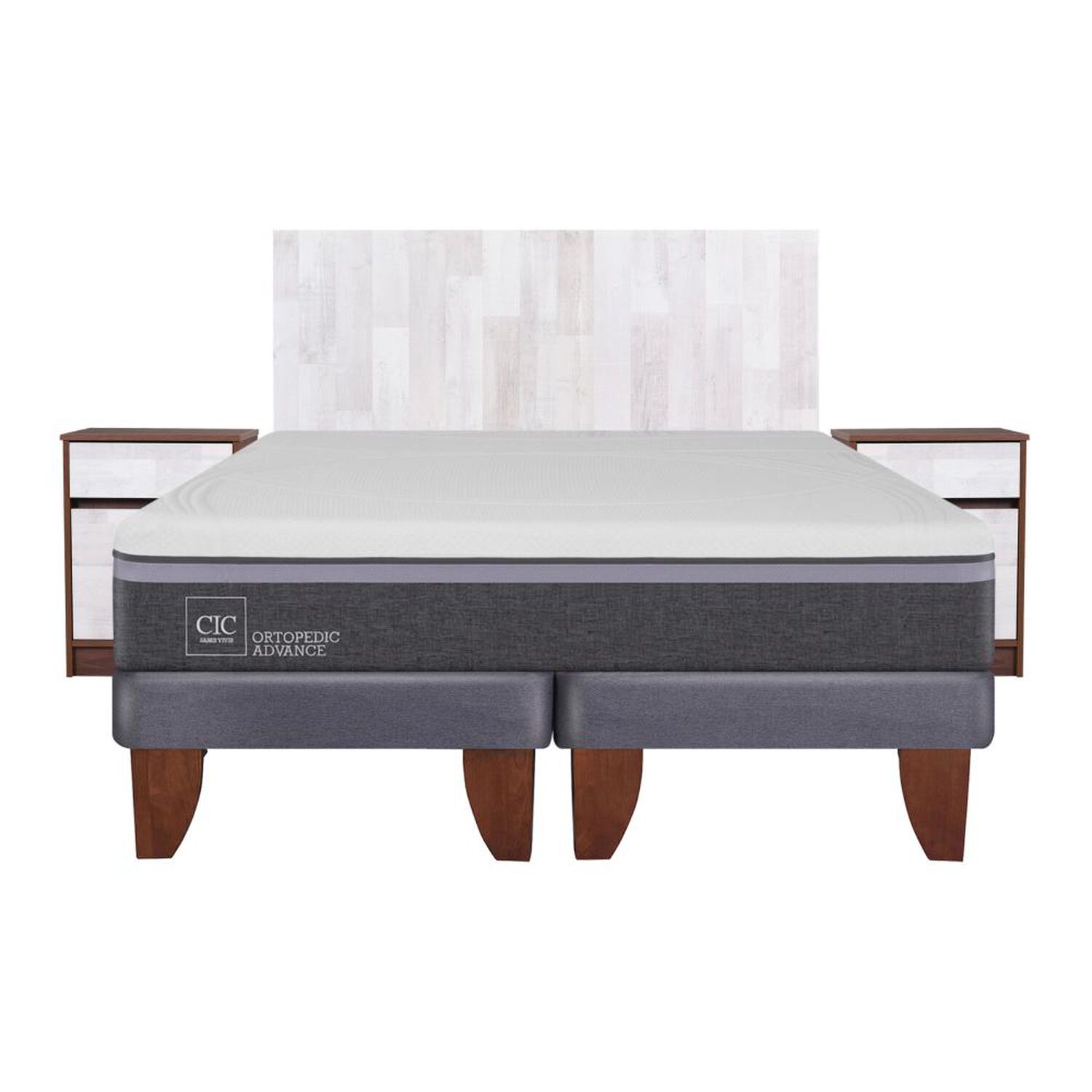 Cama Europea Cic Ortopedic Advance / 2 Plazas / Base Dividida + Set De Maderas image number 0.0