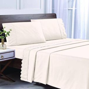 Sabana Andes Microfibra Broderie Crudo King