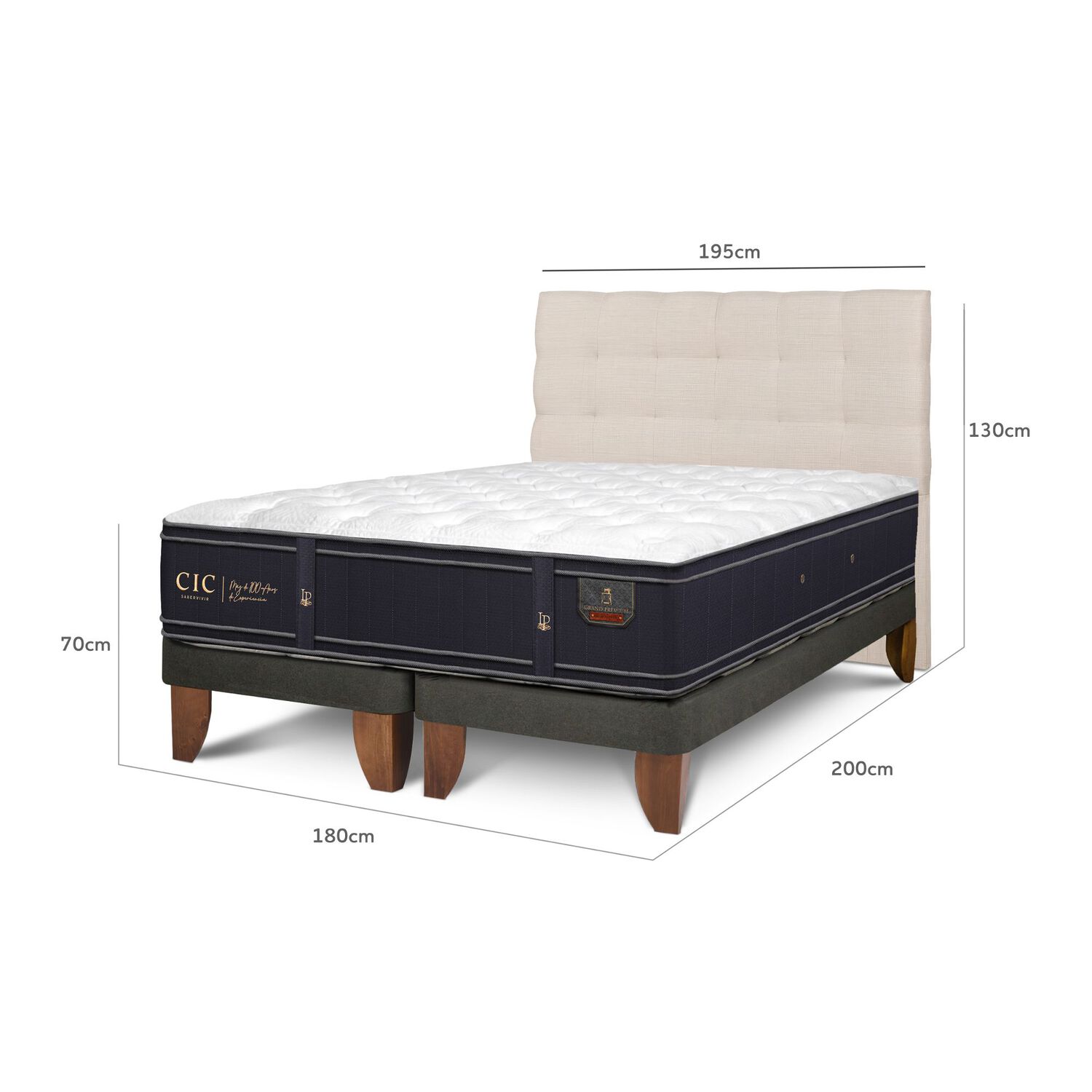Cama Europea Cic Grand Premium / King / Base Dividida + Respaldo image number 2.0
