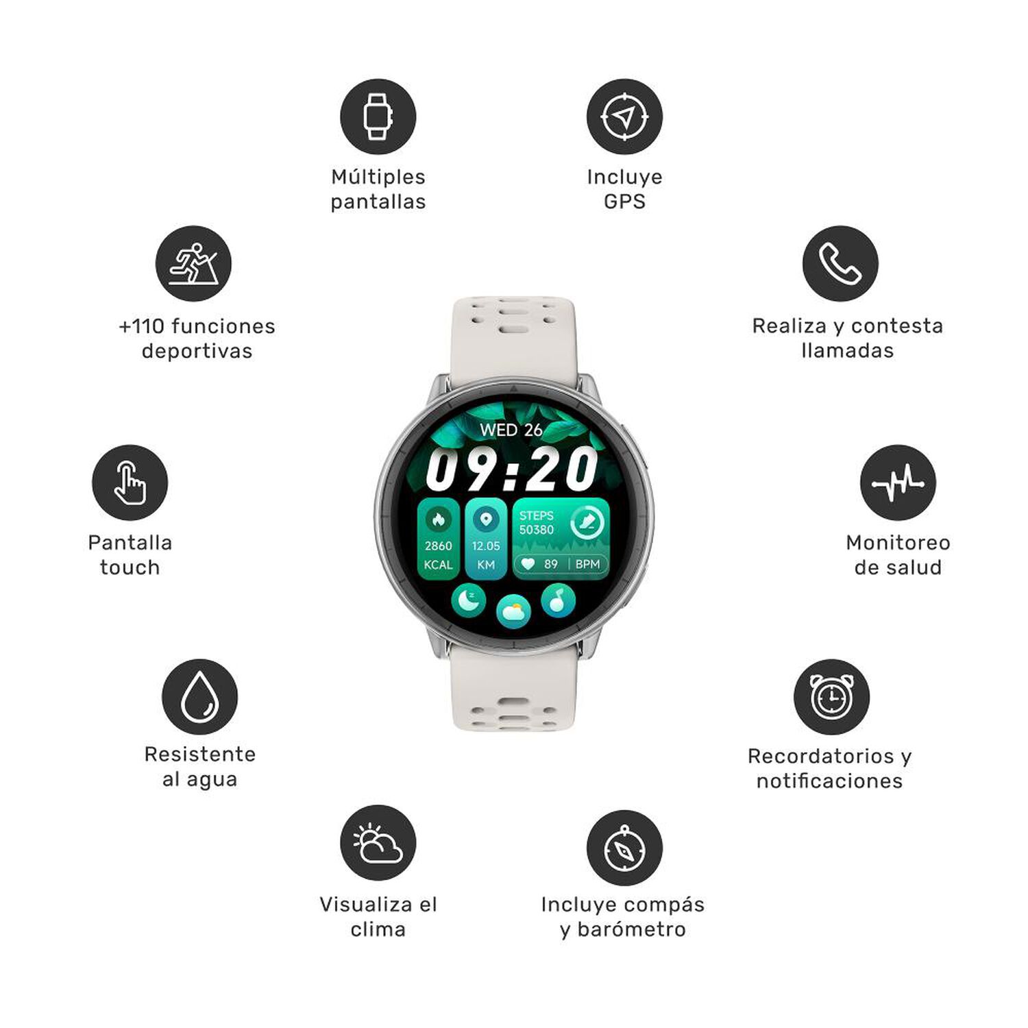 Reloj Smartwatch Gps Shart1 43,5mm Cream Lhotse image number 6.0