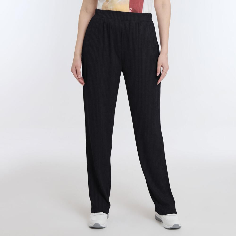 Pantalón De Buzo Diseño Rib Tiro Medio Relax Mujer Geeps image number 0.0