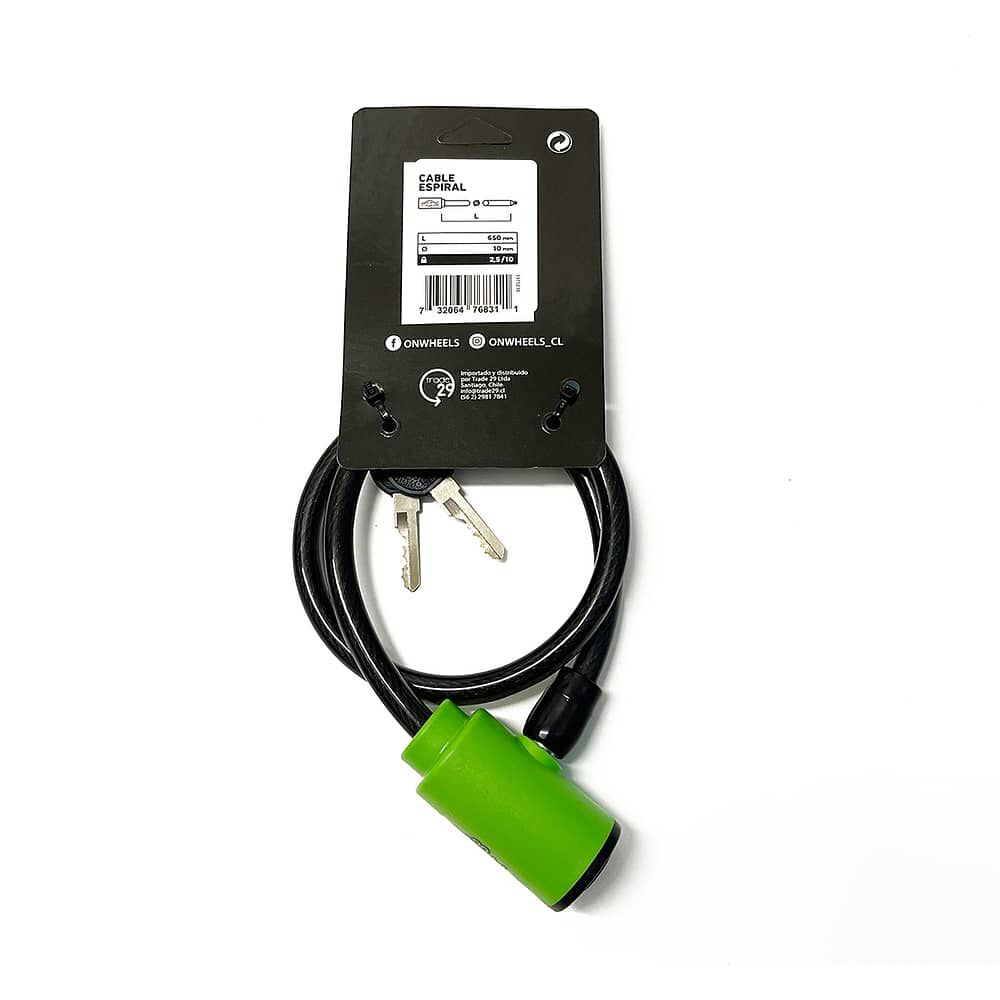Cadena Espiral Onwheels Con Llave 10x650mm Verde image number 1.0