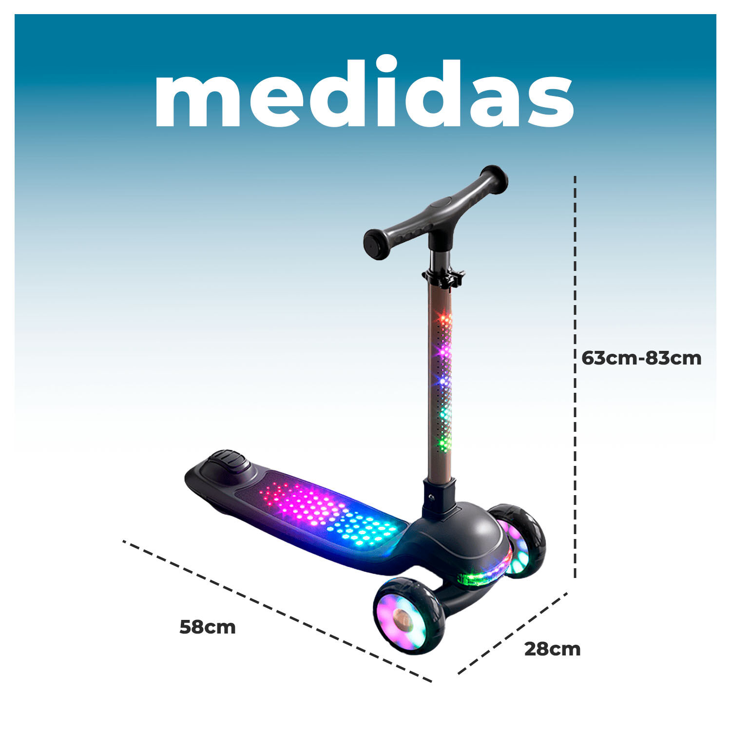Scooter Infantil Con Luces Led 3 Ruedas Ajustable Y Seguro image number 5.0