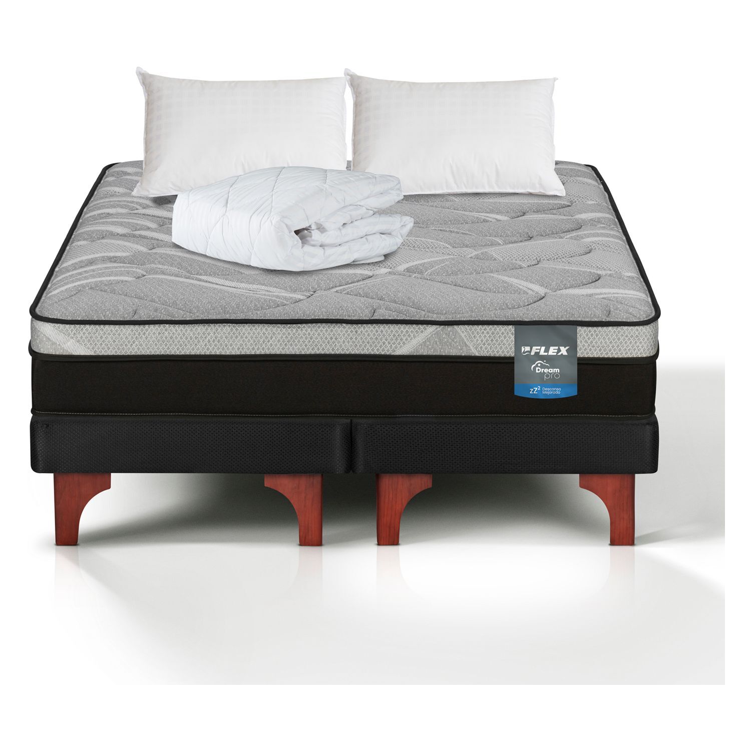 Cama Europea Flex Dream Pro / 2 Plazas + Almohadas + Cubrecolch&oacute;n image number 0.0
