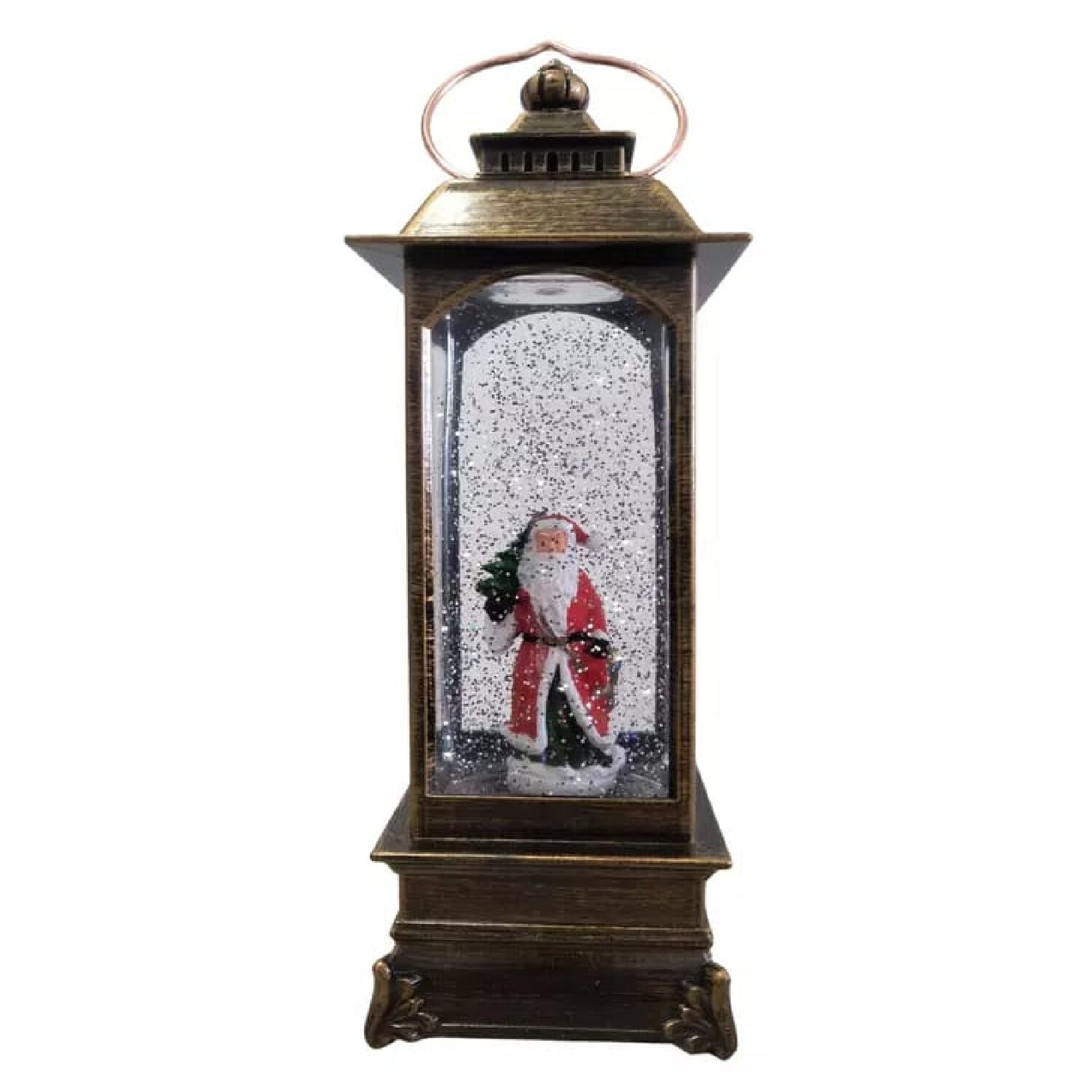 Farol Navide&ntilde;o Vintage Con Luz Led Y Movimiento De Nieve . image number 1.0