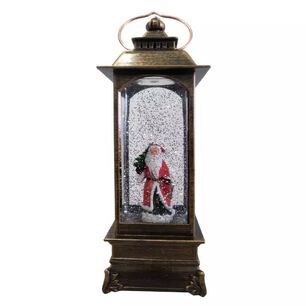 Farol Navide&ntilde;o Vintage Con Luz Led Y Movimiento De Nieve .