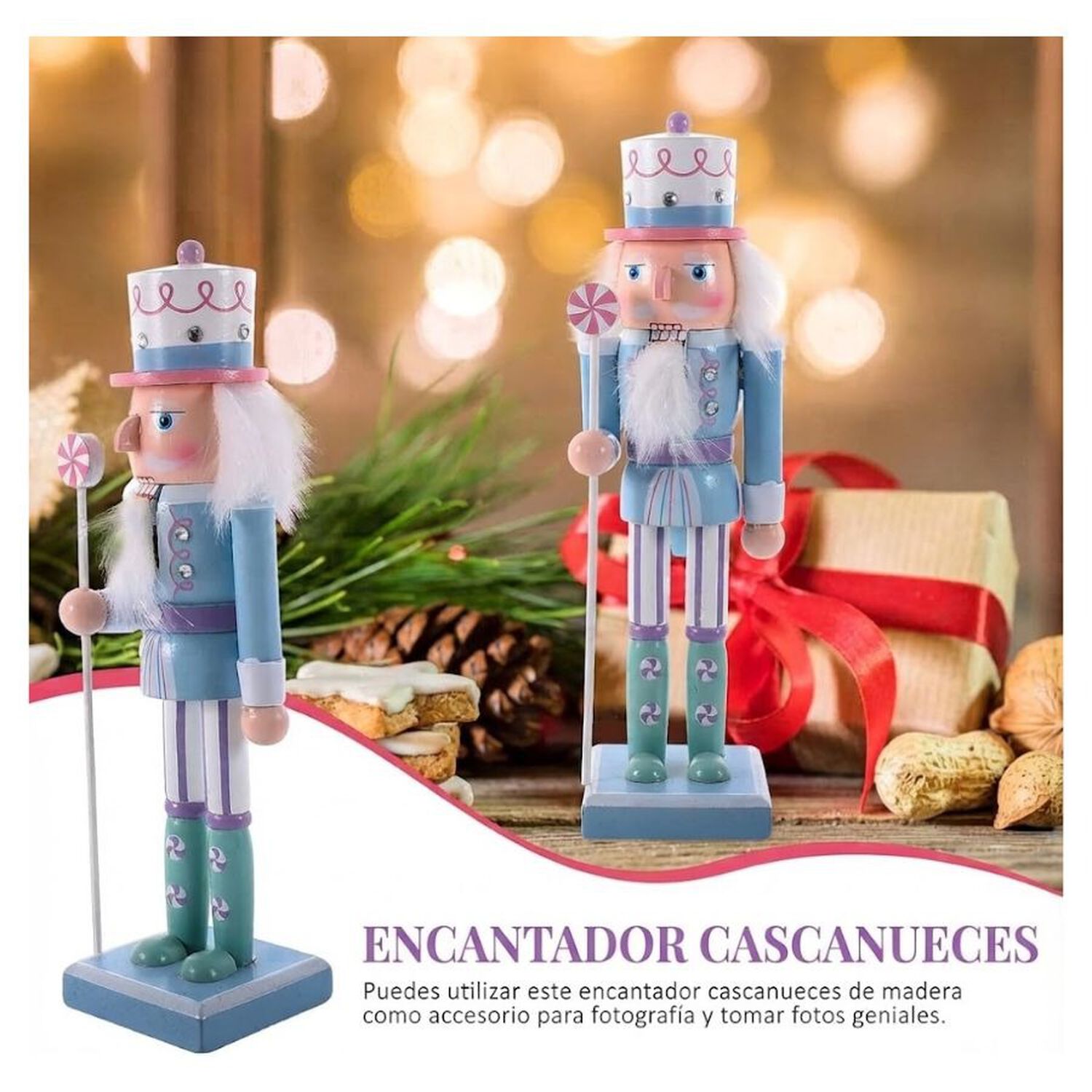 Cascanueces Navide&ntilde;o De Madera Soldado Azul Decoracion Navidad 39cm image number 4.0