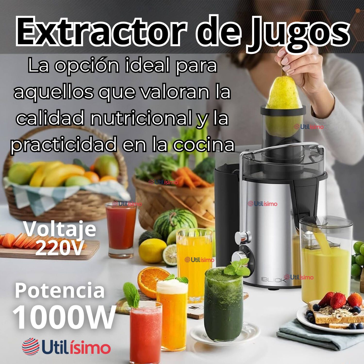 Extractor Exprimidor De Jugos El&eacute;ctrico 1000w De Potencia Frutas Y Verduras image number 2.0