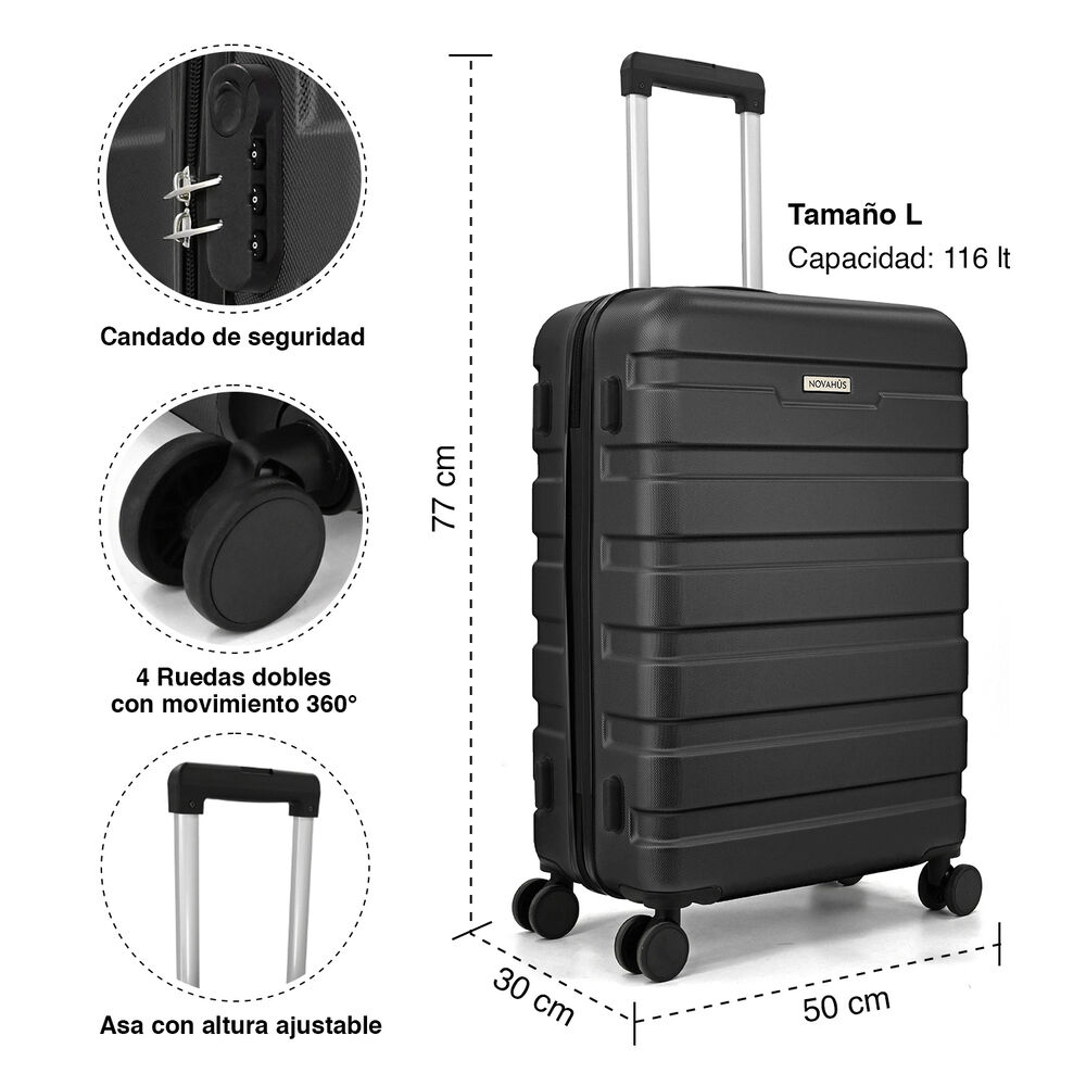 Maleta R&iacute;gida Danubio L 23 Kg Negra image number 2.0