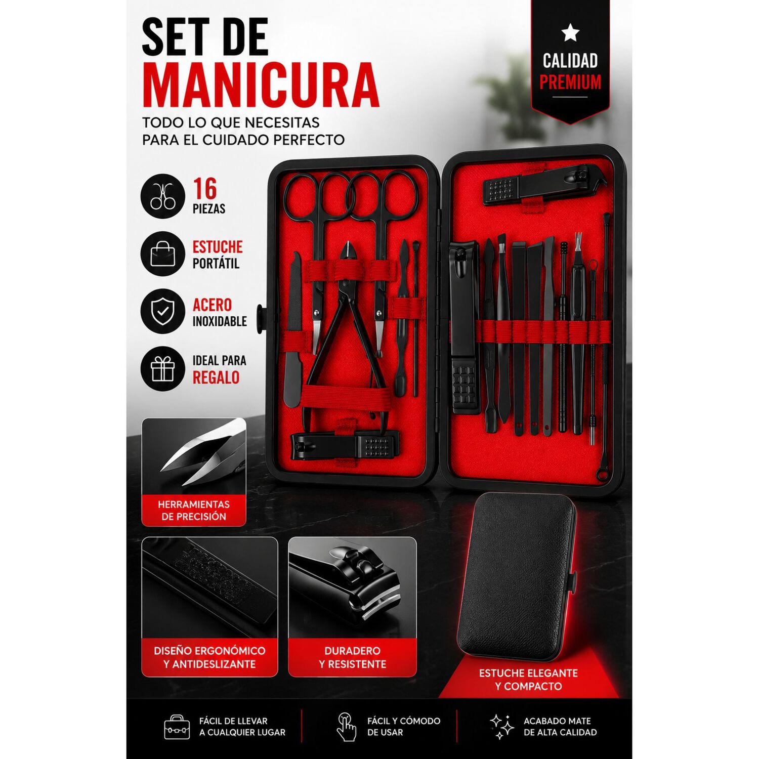 Kit Completo Manicura Y Pedicura 18 Piezas Con Estuche image number 4.0