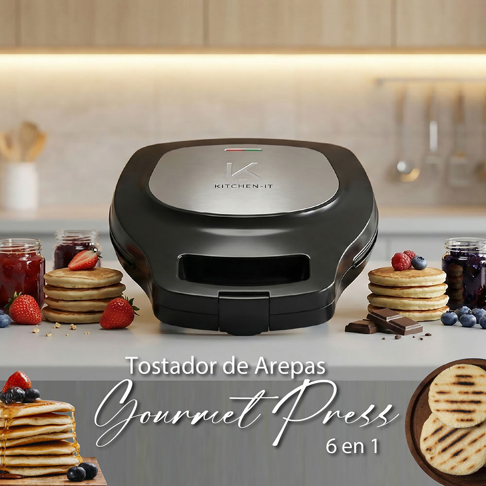 M&aacute;quina De Arepas Y Panqueques Antiadherente - Gourmet Press 6 En 1 image number 2.0