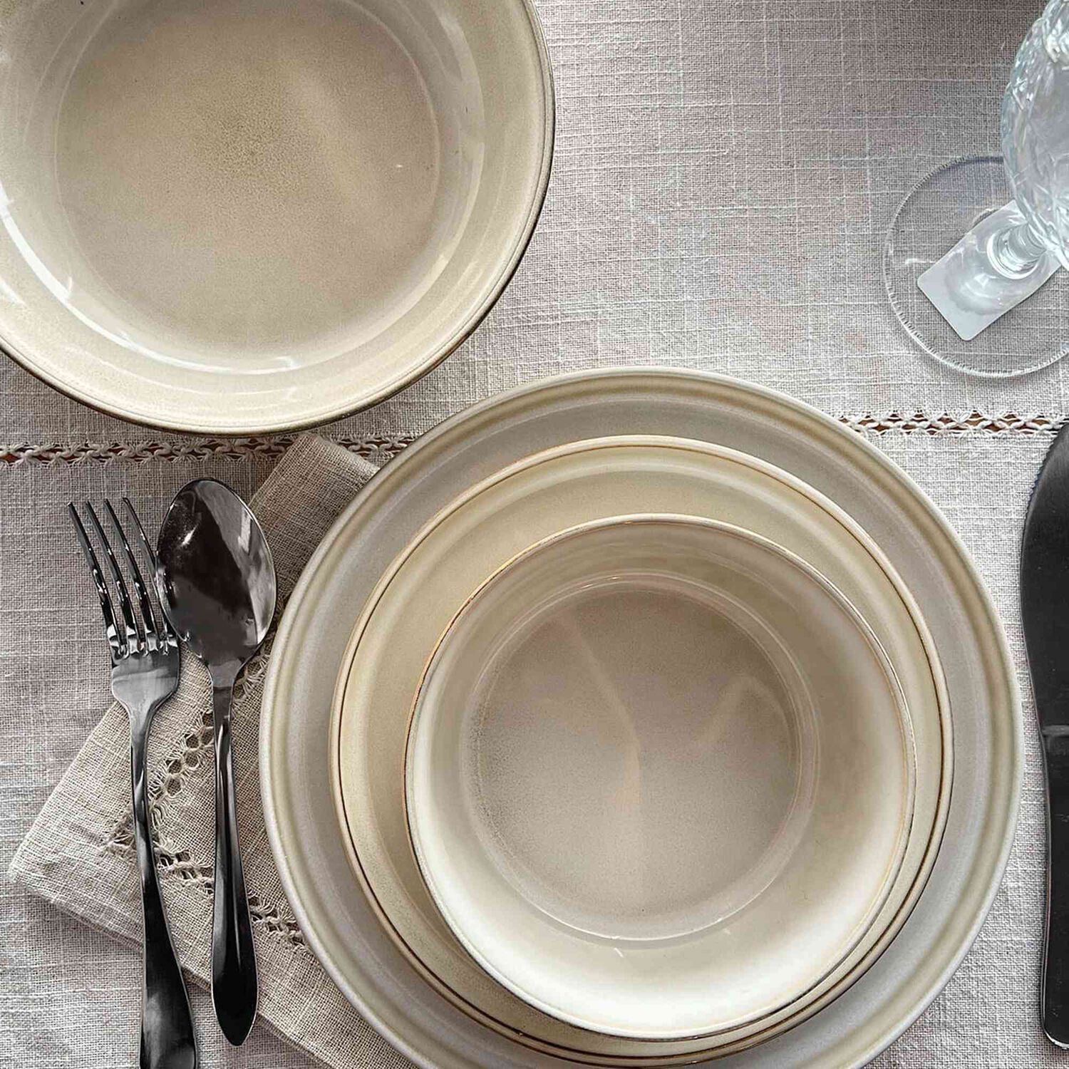 Set 6 Platos Redondo Ceramica 26.5 Cm Beige Linea Oslo image number 7.0