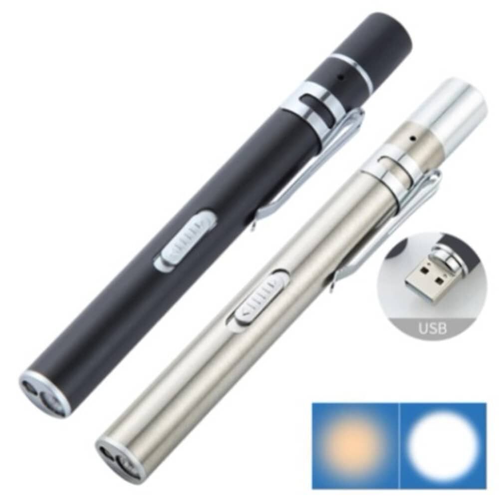 Linterna Tipo Lapiz Led 2 En 1 Aluminio Medico Recargable Usb De Bolsillo Para Ojos image number 2.0