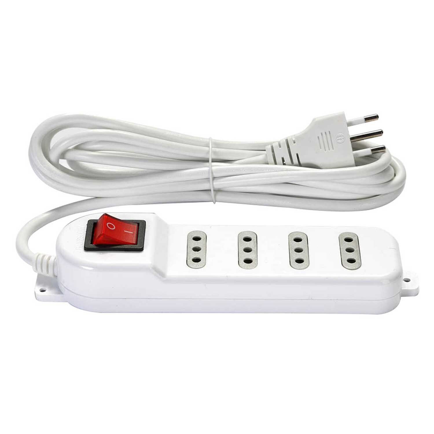 Alargador Zapatilla Con Switch 4 Posiciones 3 Metros Blanco image number 0.0