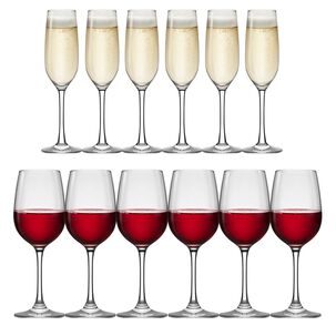 Set 6 Copas Flute 195ml + 6 Copas Vino 405ml Montepulciano