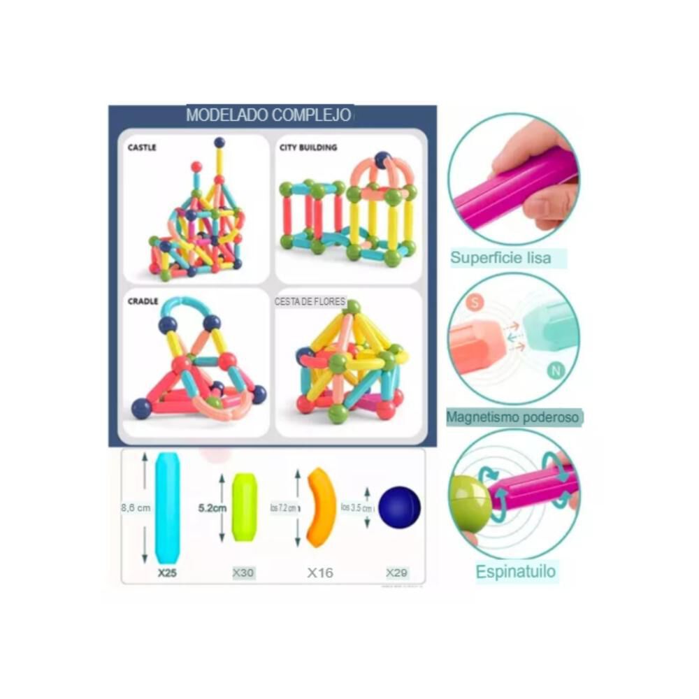 Juego Didactico Bloques Magneticos Construccion 180pcs Ni&ntilde;os image number 1.0