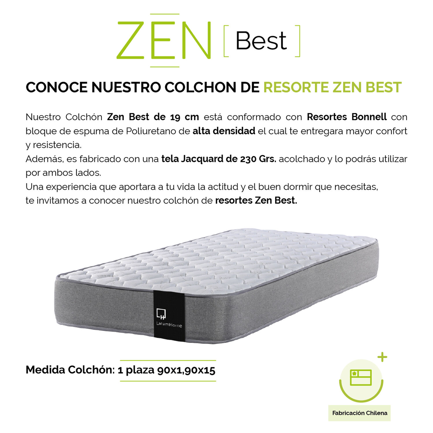 Camarote Desmontable Zen + Colchones Best Resortes 1 Plaza Madera image number 3.0