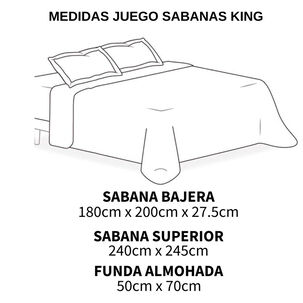Juego De Sabanas De 200 Hilos Para Cama De King + 2 Fundas De Almohada Celeste