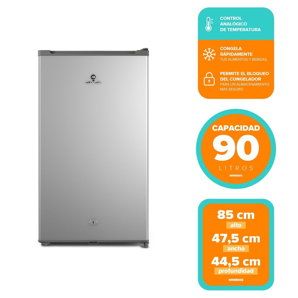 Frigobar 90l Fr&iacute;o Directo Con Llave Y Luz Led Mmb90s Silver image number 1.0