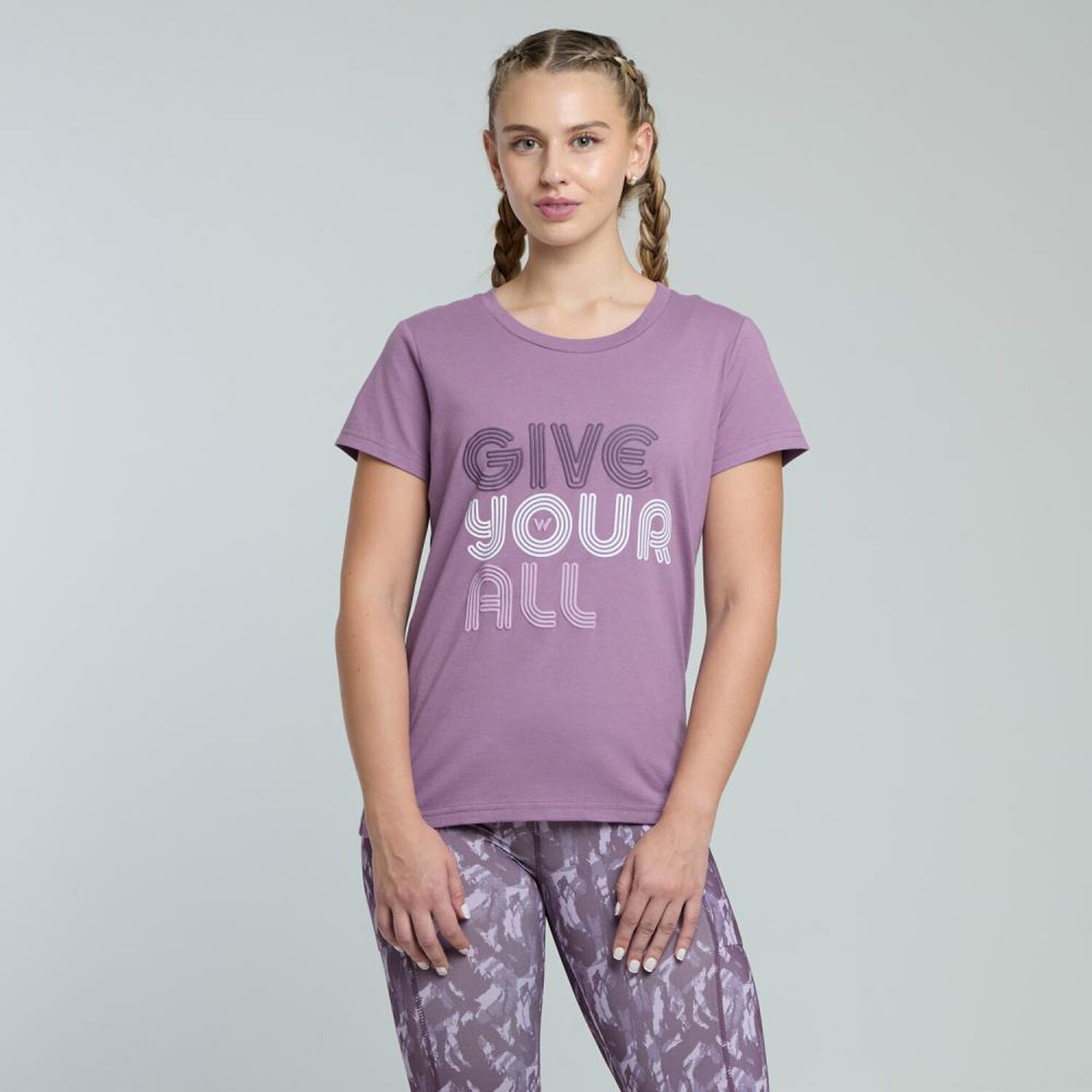 Polera Deportiva Estampada Slim Manga Corta Cuello Redondo Mujer Wetland image number 0.0