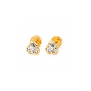 Aros Abridores Coraz&oacute;n 6mm Oro 18k Tope A Presi&oacute;n Ni&ntilde;as Jovenes