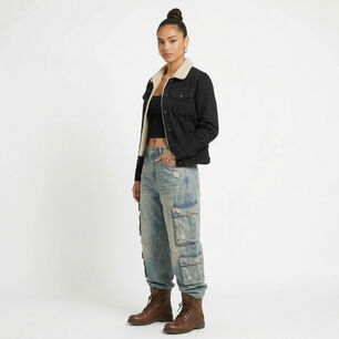 Chaqueta Mezclilla Jeans Chiporro Sherpa Mujer