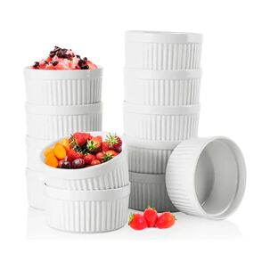 Set 12 Pocillos Ramekin Ceramica Blanco 10cm Cocina Horno