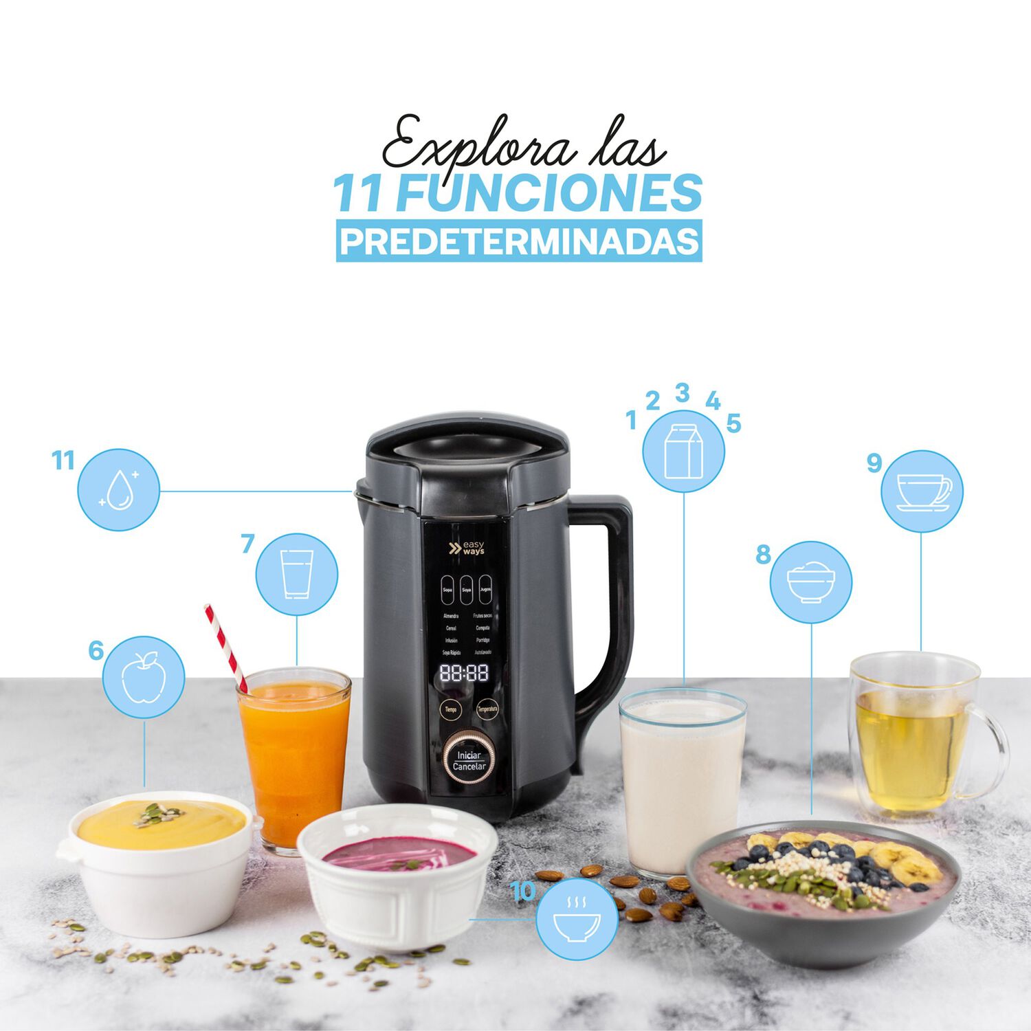 Maquina Para Leches Vegetales, Sopas, Batidos Y Milk Good Milk 1,3 Lt Easyways image number 7.0