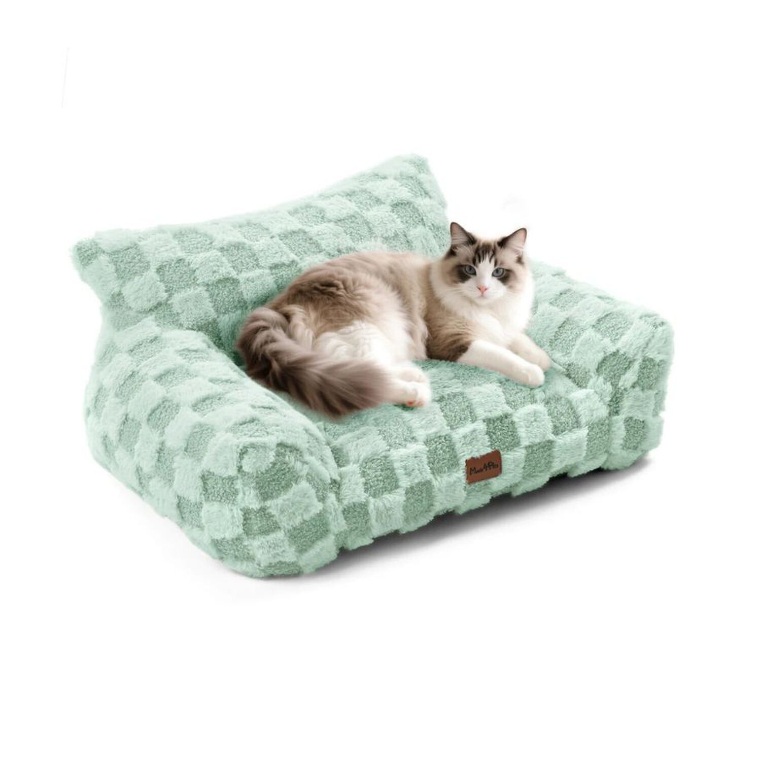 Cama Sof&aacute; Para Perros Y Gatos Dise&ntilde;o Cuadros Verde Lavable Talla S image number 6.0