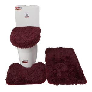 Set De Alfombras Peludo Para Baño 3 Piezas Negro Jaspeado