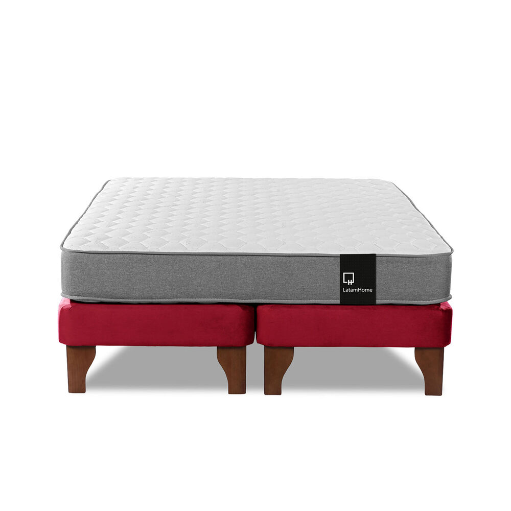 Cama Europea Zen Best Tela Velvet Burdeo 2 Plazas image number 3.0