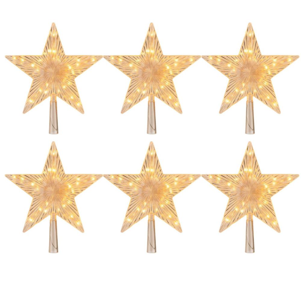 Set 6 Estrellas Punta Arbol Calida Navidad A Pila Decoracion image number 0.0