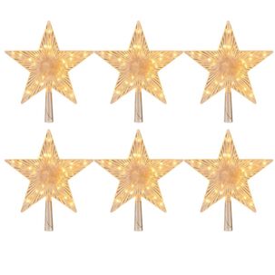 Set 6 Estrellas Punta Arbol Calida Navidad A Pila Decoracion Set 6 Estrellas Punta Arbol Calida Navidad A Pila Decoracion
