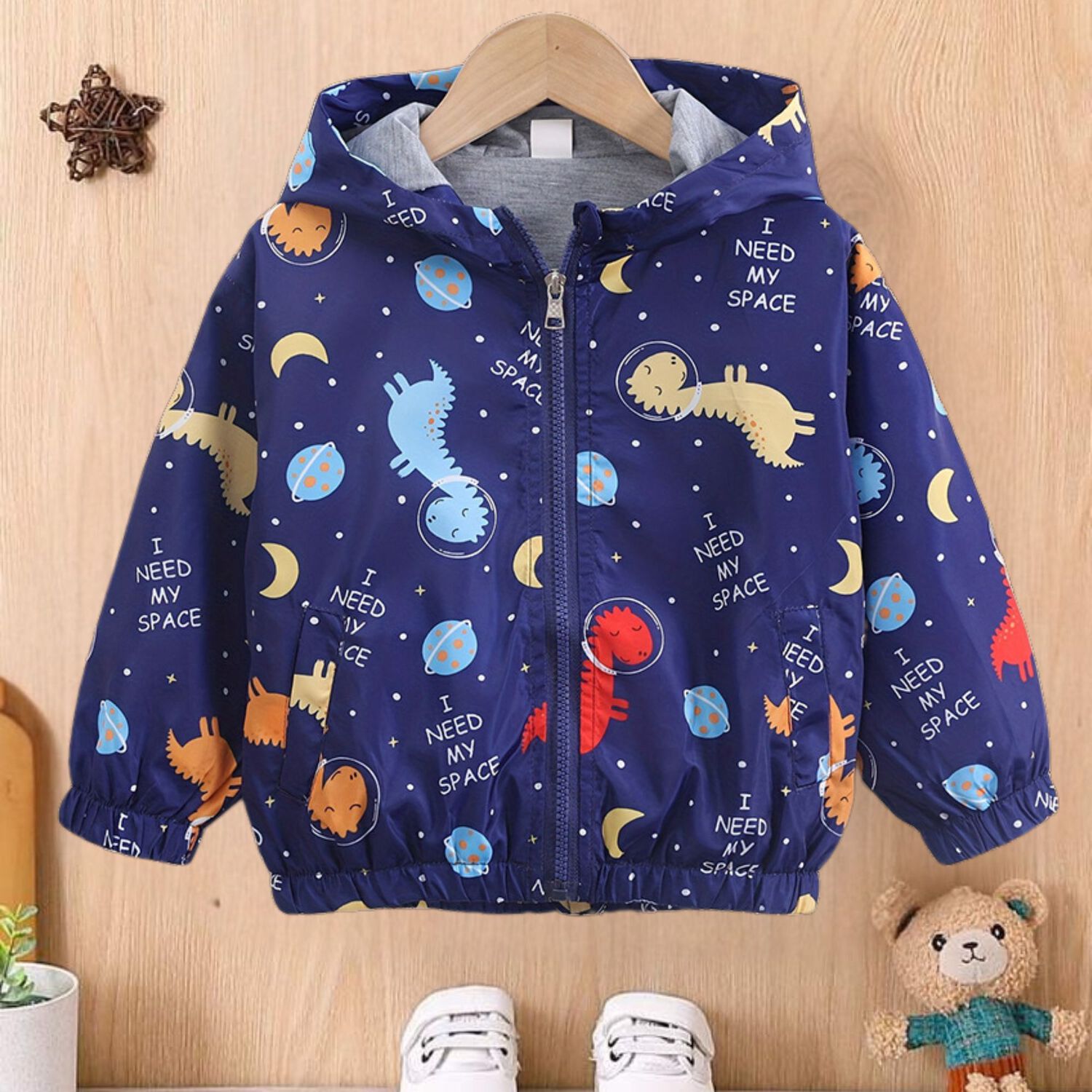 Cortaviento Impermeable Chaqueta Estampado Ni&ntilde;o Y Beb&eacute; Sky Blue Dinosaurs image number 0.0