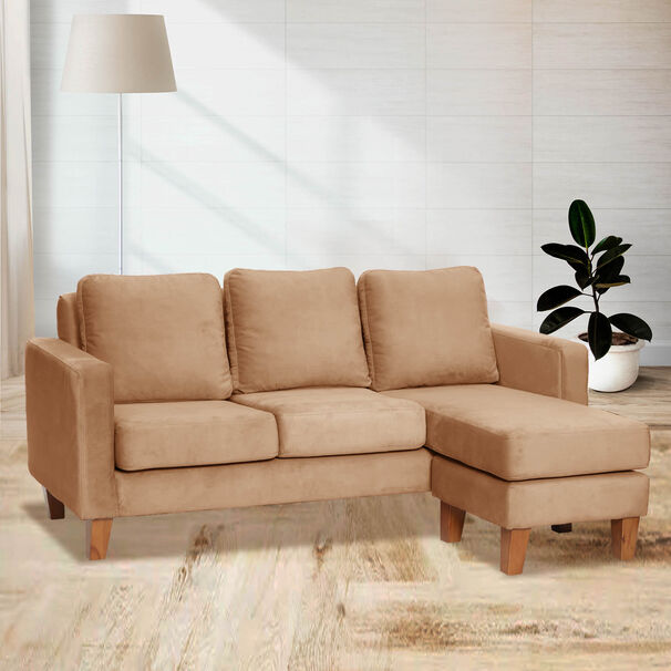 Seccional Venecia Intercambiable Tela Velvet Beige