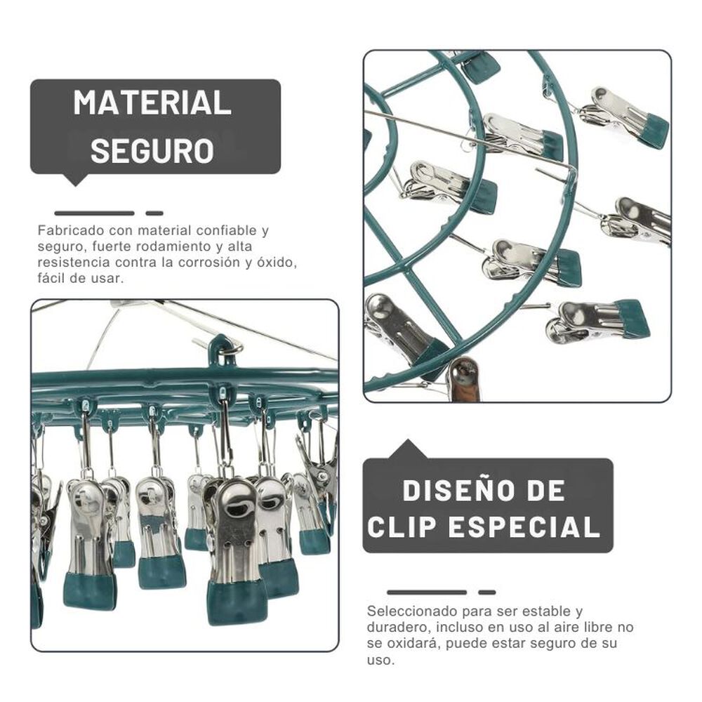 Mini Tendedero Para Secar Calcetines Ropa Interior 24 Clips image number 2.0