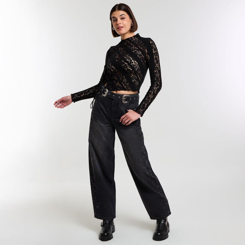 Jeans Tiro Medio Barrel Con Cinturón Mujer Rolly Go image number 1.0