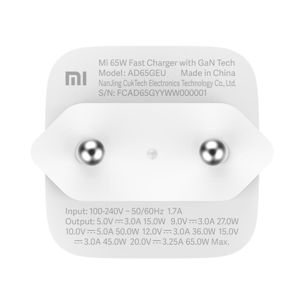Cargador Para Celular Xiaomi Mi 65W Fast Charger With Gan Tech image number 3.0