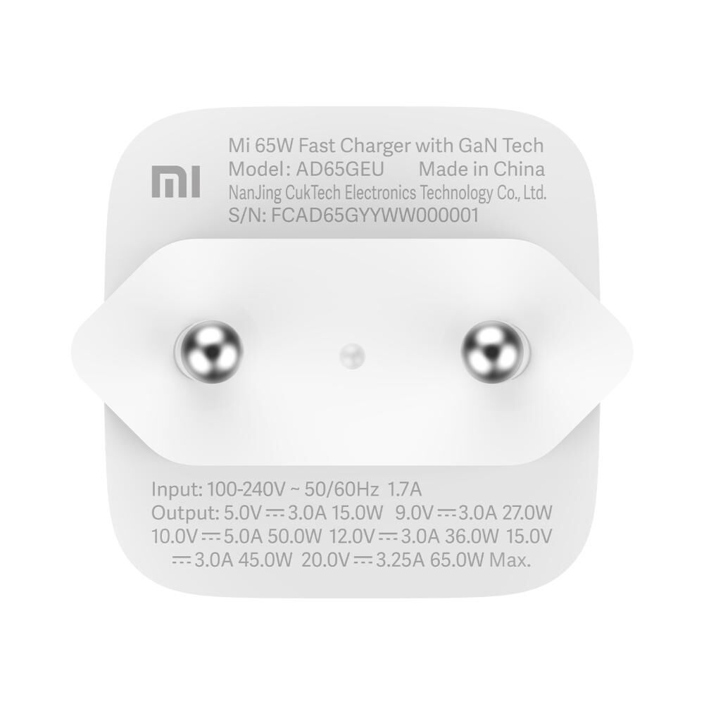 Cargador Para Celular Xiaomi Mi 65W Fast Charger With Gan Tech