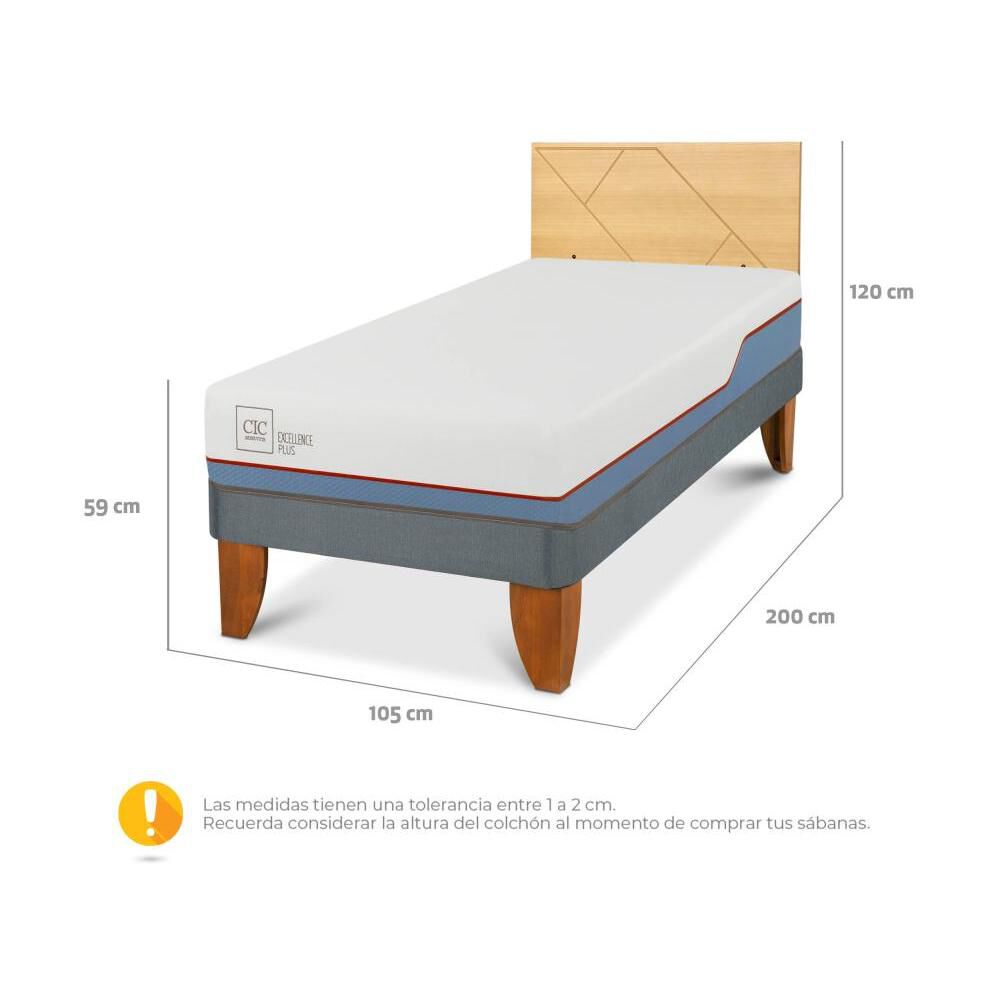 Cama Europea Cic Excellence Plus / 1.5 Plazas / Base Normal + Respaldo image number 2.0