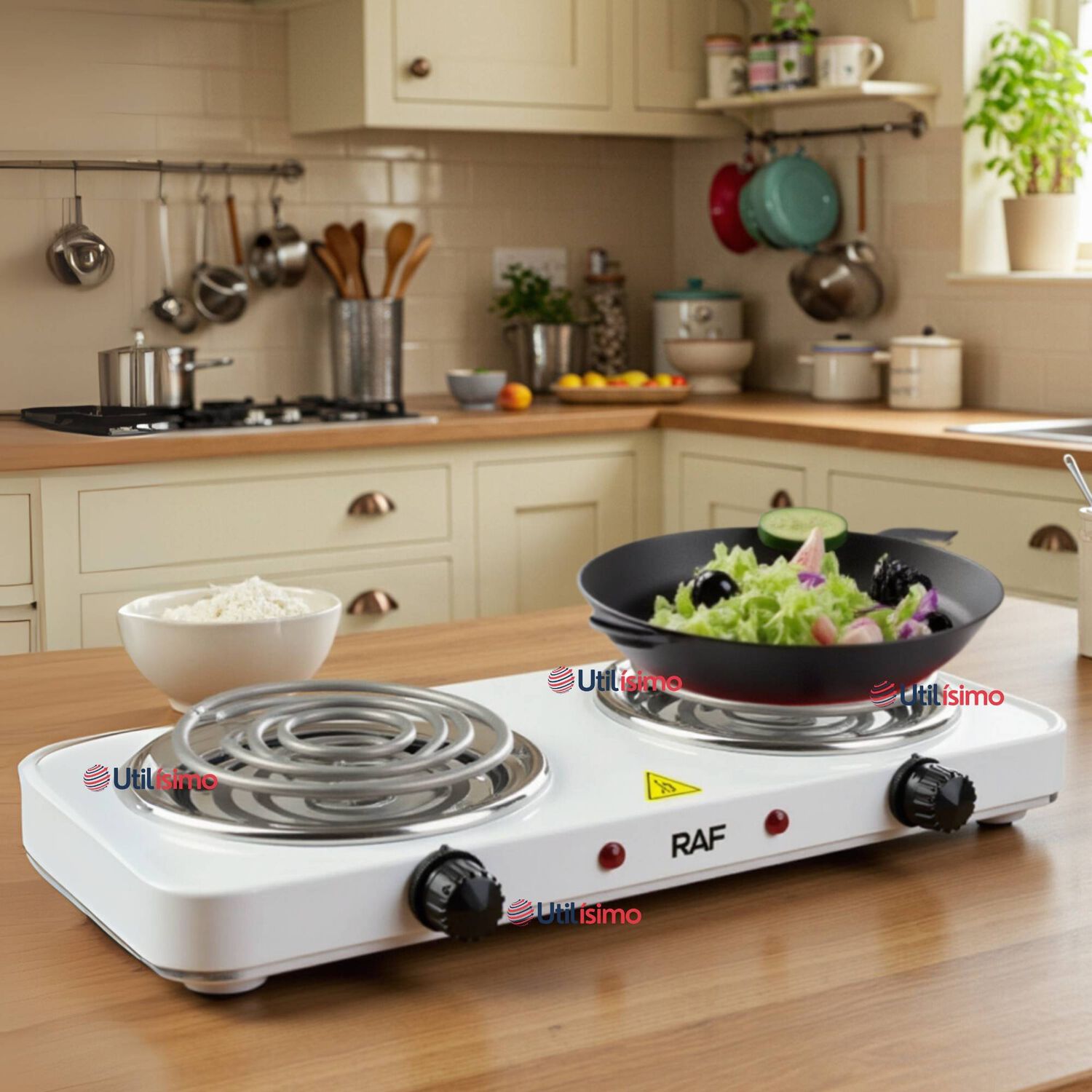 Cocina El&eacute;ctrica 2 Platos 2000w Cocinilla Port&aacute;til Blanco image number 0.0