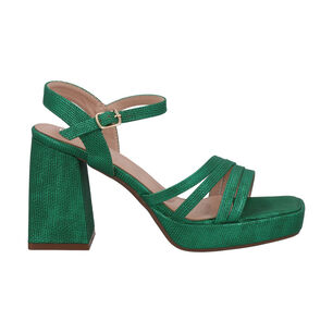 Sandalia Mujer Verde Taco Medio Gala Police