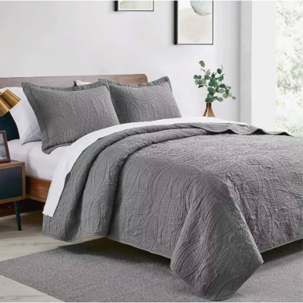 Cubrecama Quilt Reversible King Gris image number 0.0