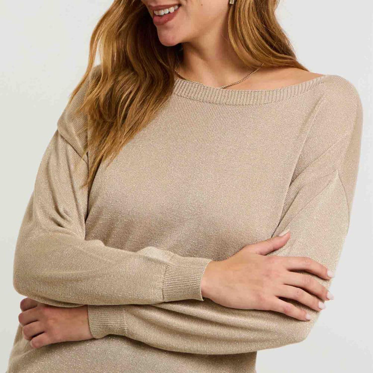 Sweater Lurex Manga Larga Cuello Redondo Mujer Kimera image number 4.0