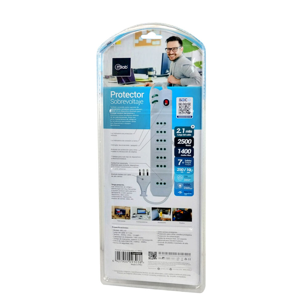 Protector Sobrevoltaje Mcl-07 1400j 2.1mt Blanco image number 3.0